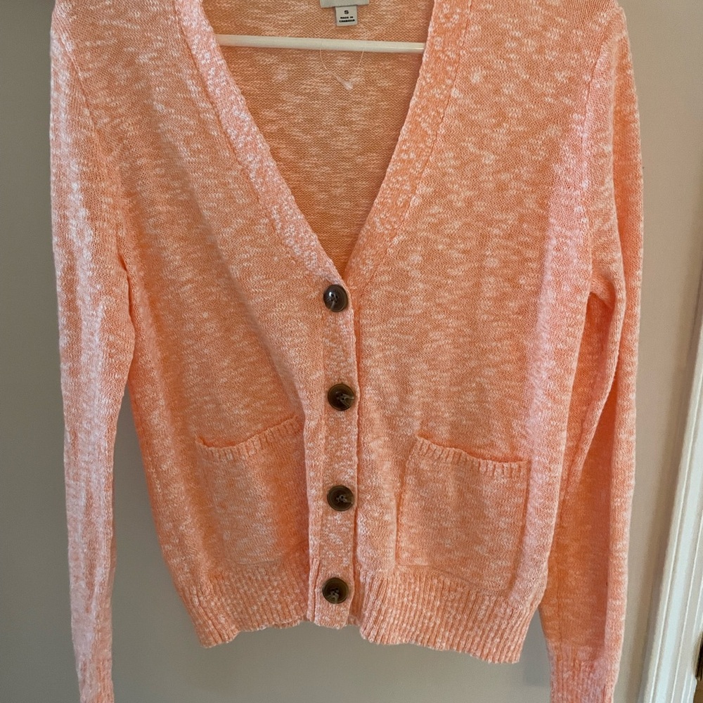 J. Crew Coral Button-Up Cardigan Sweater